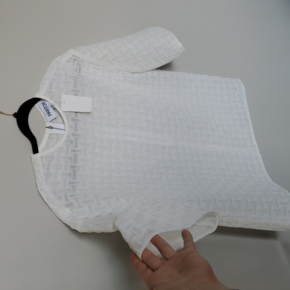 Sz 0 and 8 NWT $1595 Partow Boxy textured Semisheer top